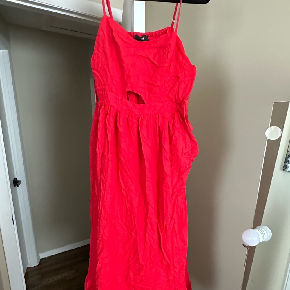 Elegant Red Sleeveless Cutout front Dress